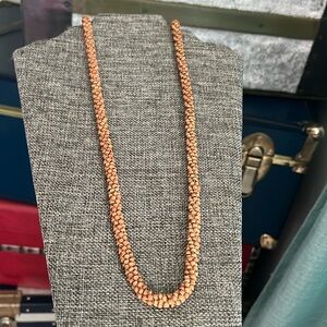 Vintage tiny seed wooden seed beads brown tones 32” long intricate necklace